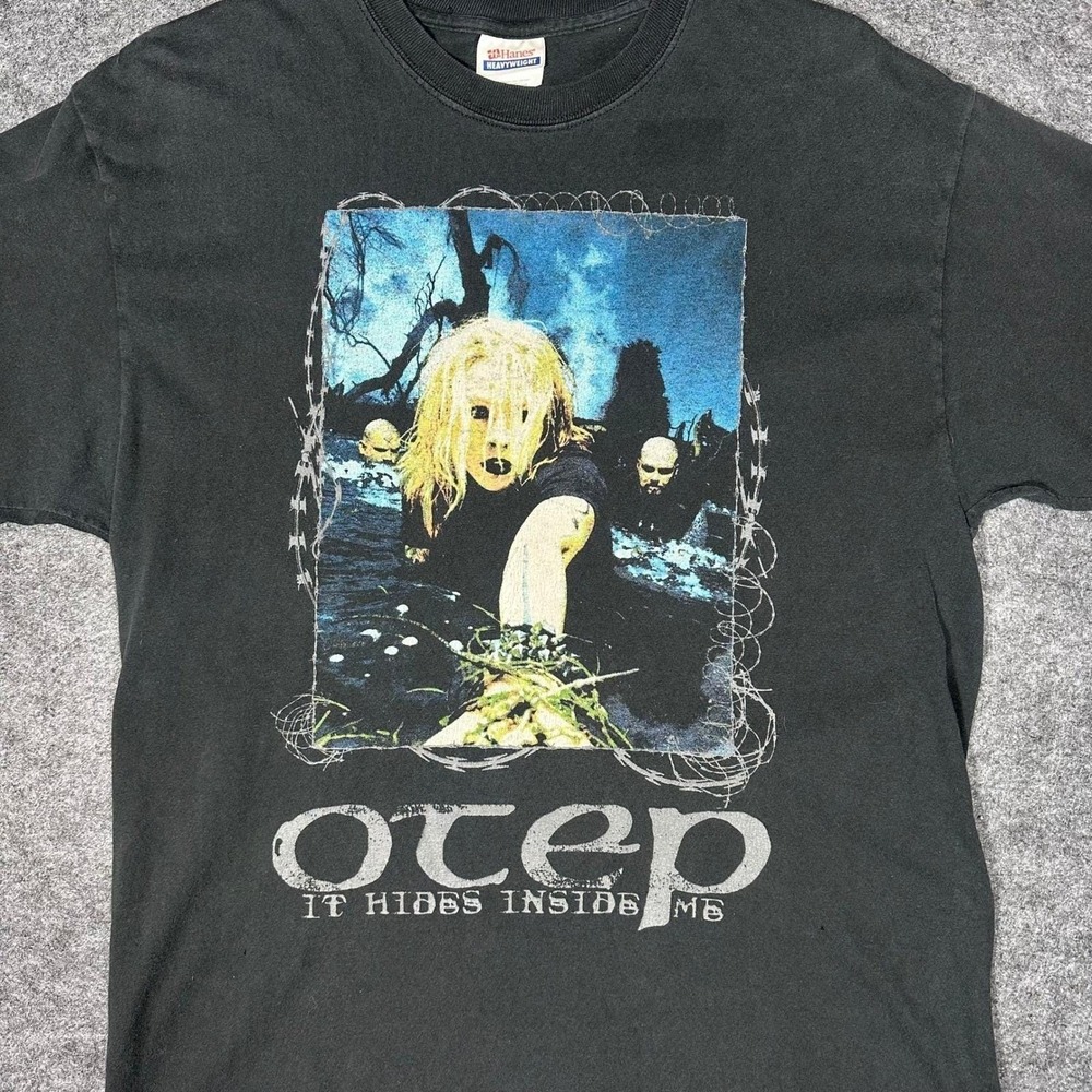Vtg Y2K 2000s OTEP It Hides Inside Me Shirt Size‎ Large Nu Metal Band Hanes
